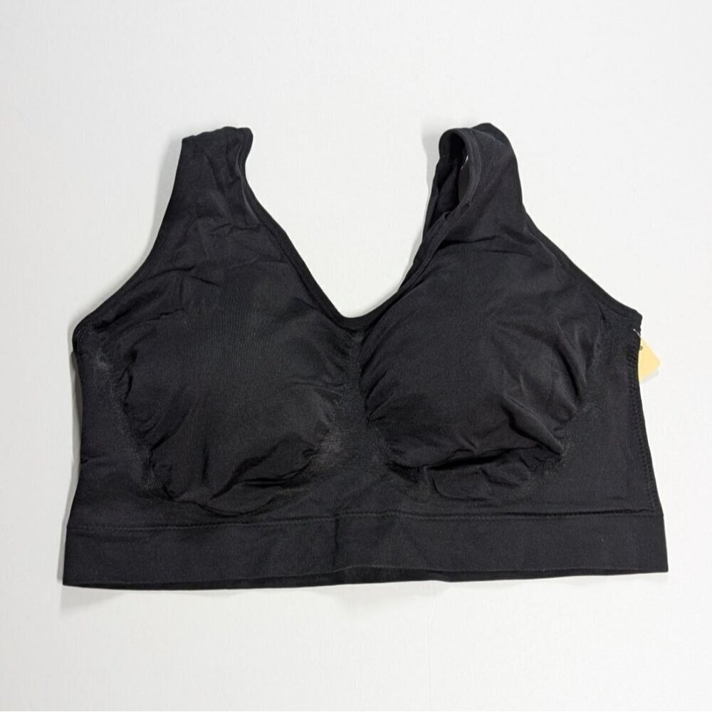 Truekind Everyday Throw-On Wireless Bralette 3XL 38DD/E 40D 42B 42C Black